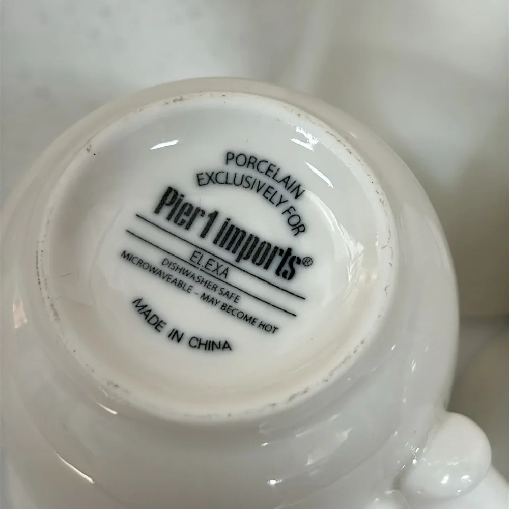Pier 1 white Elexa Mugs / Cup Set of three
